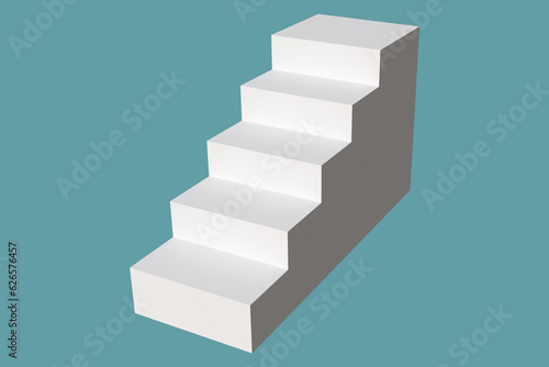 3d steps staircase rendering, construction concept, civil engineering design element. 