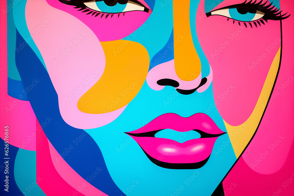 Fototapeta premium woman element modern cubism portrait cubist fashion poster abstract graphic face. Generative AI.
