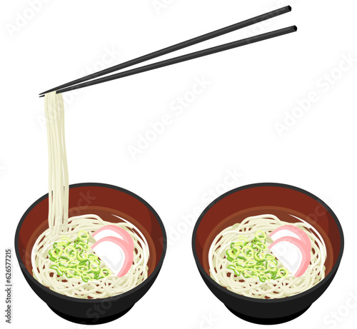 かけうどん：箸付き　箸無し※Affinity Designer作成svgファイル