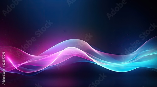 Abstract futuristic background with pink blue green glowing neon moving high speed wave lines and bokeh lights.