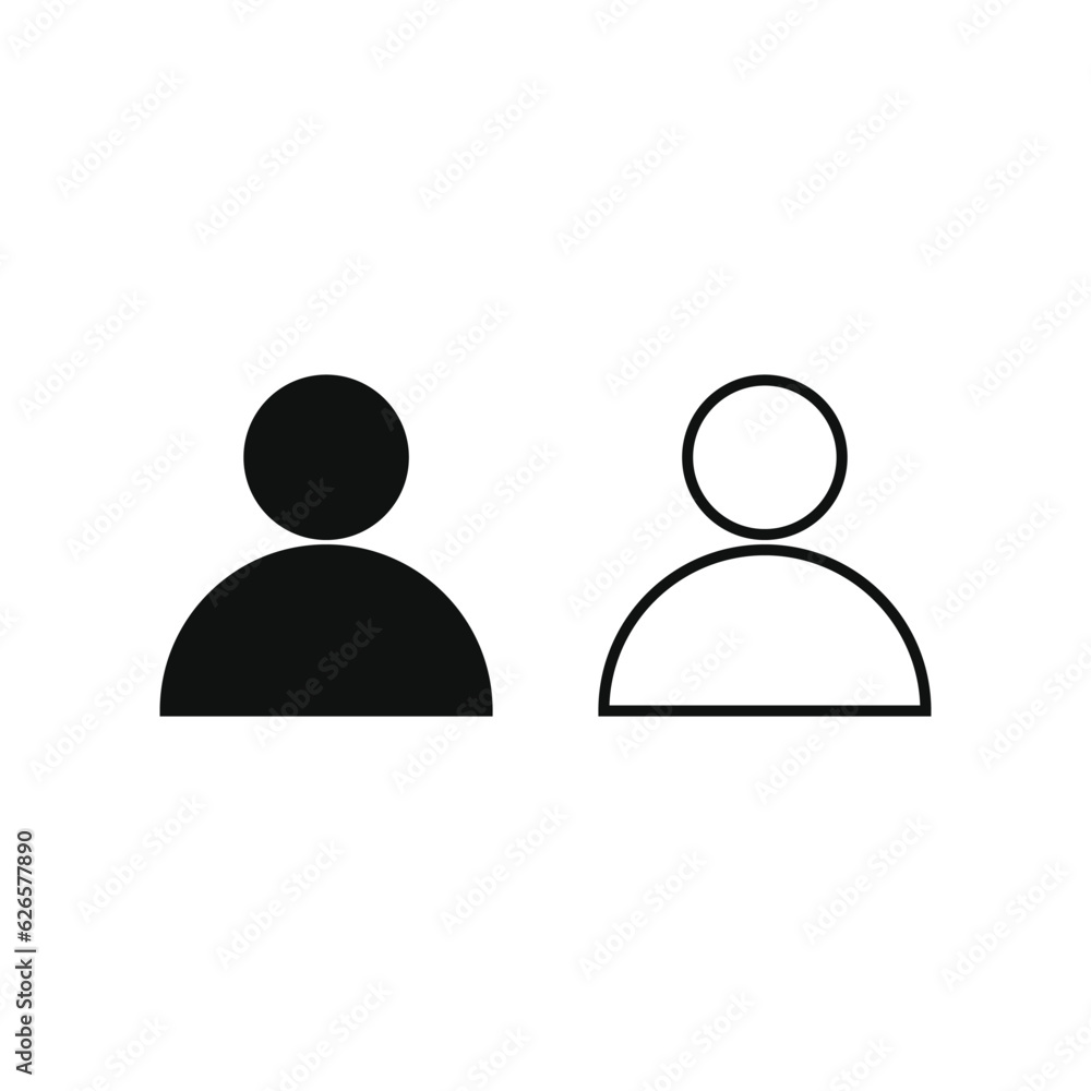 person icon vector silhouette and line on white background person icon vector silhouette and line on white background