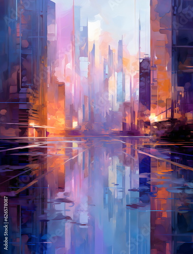 futuristic cityscape painting made with generative ai