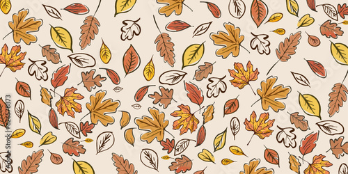 vector autumn leaf pattern in warm autumn shades