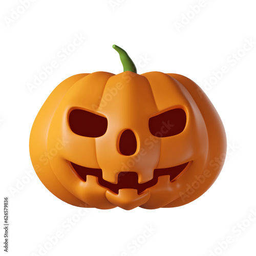 3D realistic halloween angry pumpkin isolated on transparent background.