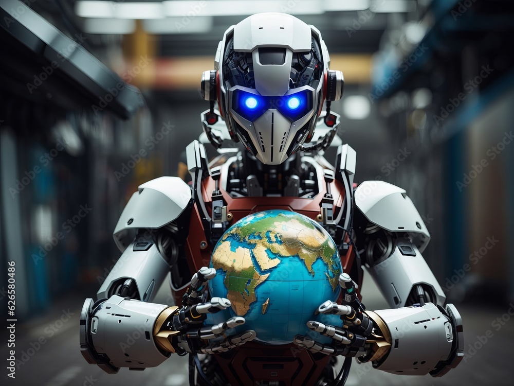 Fototapeta premium Robot controls the world