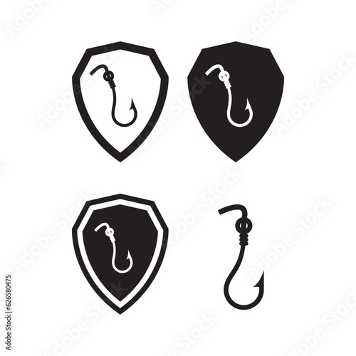 hook and shield icon. phishing protection illustration concept for app, web and email photo