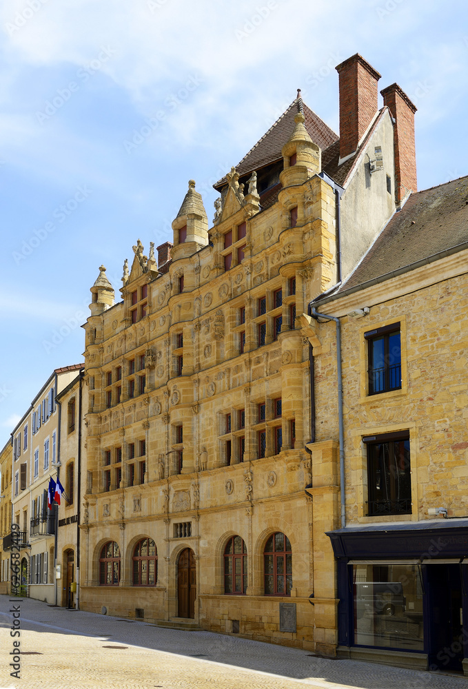 The medieval town hall in the centre of Paray Le Monial, Burgundy, France