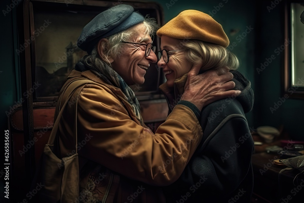 Obraz premium Elder couple trip, Loving moment of happy travel