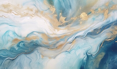 Texture of mineral stone. Spreading paint out wallpaper and golden flow. Created with generative AI tools
