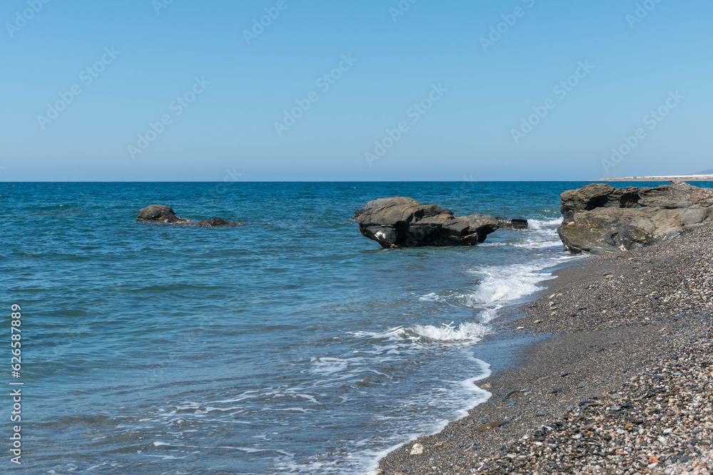 rocks on a beach of the Mediterranean Sea rocks on a beach of the Mediterranean Sea