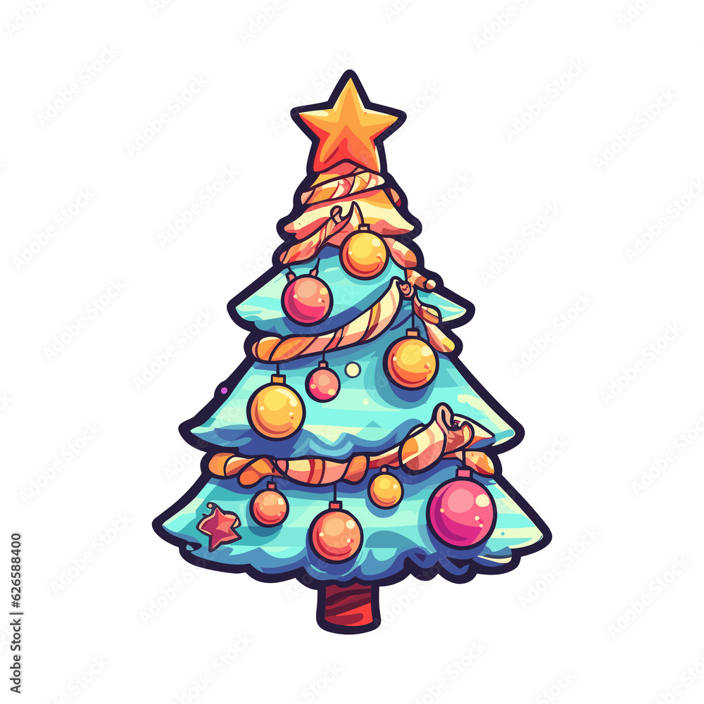 hand drawn cartoon christmas tree illustration hand drawn cartoon christmas tree illustration
