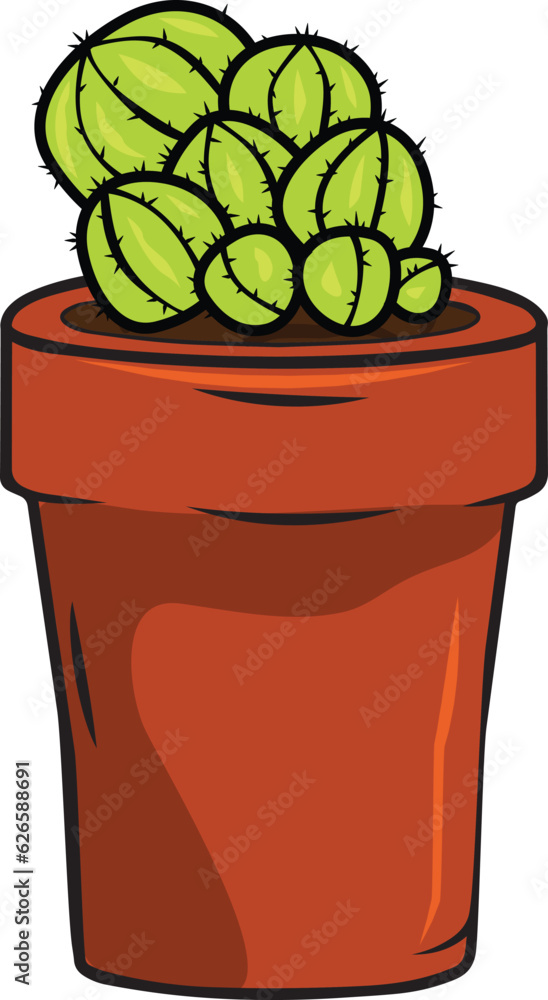 custom made wallpaper toronto digitalCactus and succulent plants in pot vector artwork cartoon character with lots of variety of cactus