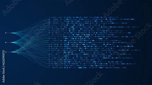 Big data visualization. Social network, financial analysis of complex databases. Data mining. Vector technology background. Information analytics concept.