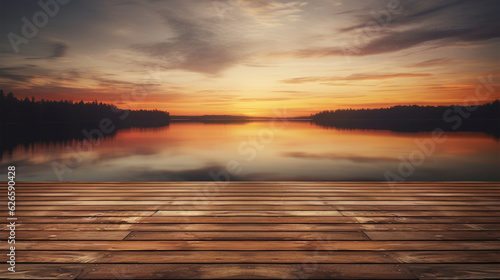 Sunset background landscape, empty board. Generative AI.