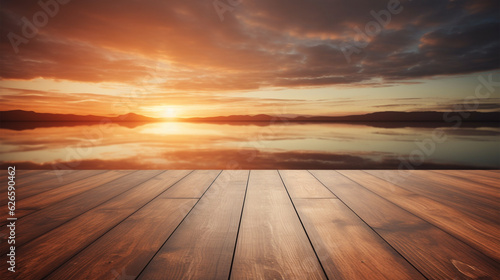 Sunset background landscape, empty board. Generative AI.