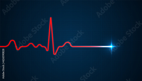 Heart beat pulse electrocardiogram rhythm on blue background