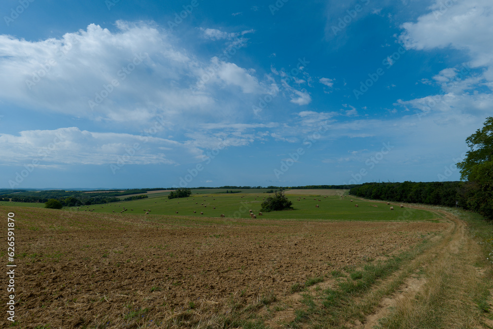 hungarien landscape with hay bales