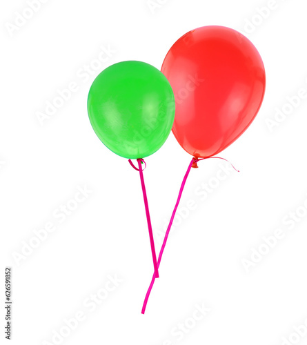 Balloons flying isolated on transparent background, PNG.