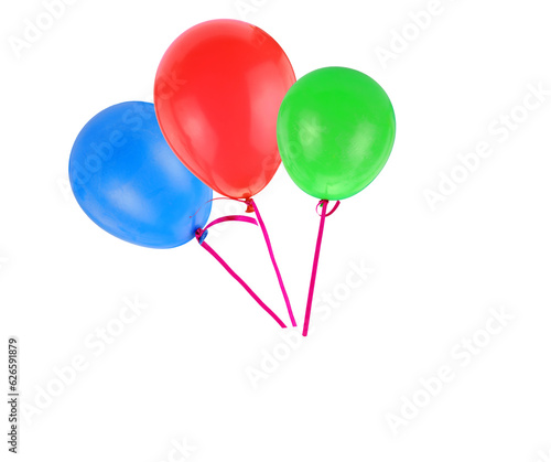 Balloons flying isolated on transparent background, PNG.