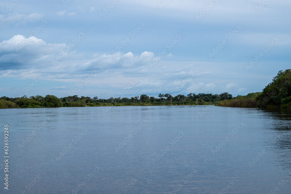 Big river with trees on the banks Big river with trees on the banks
