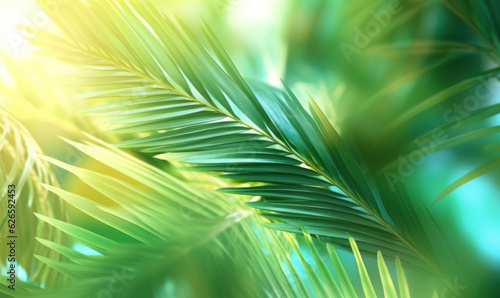 Palm leaves textured wallpaper. Creative abstract surface banner. For postcard, book illustration. Created with generative AI tools