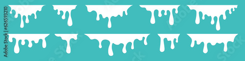 White dripping paint flowing down vector background. White milk liquid drips. Vector illustration.