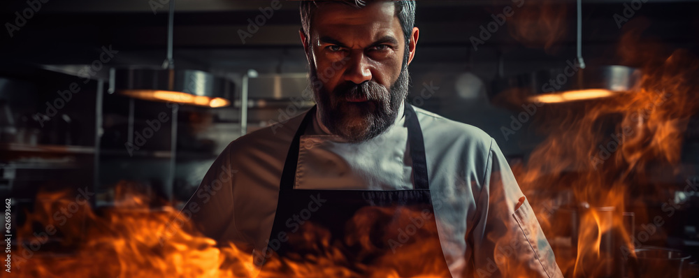 Magic chef ready for cooking, wide banner Magic chef ready for cooking, wide banner