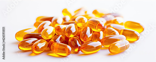 Fish oil capsules or omega 3 vitamin D, wide banner