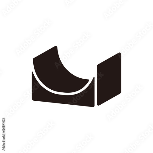 Half pipe icon.Flat silhouette version.