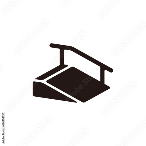 Bank with handrail icon.Flat silhouette version.