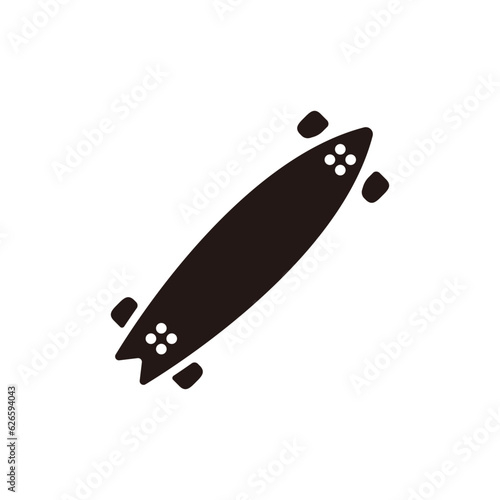 Longboard icon.Flat silhouette version.