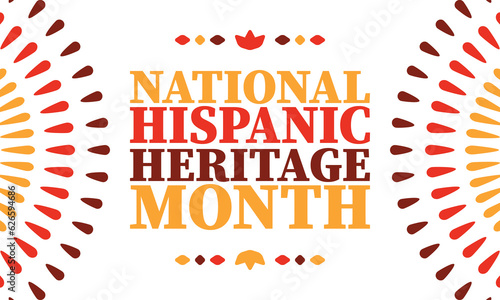 National Hispanic Heritage Month in United States. Celebrate annual in September and October. Latin American and Hispanic ethnicity culture. National fabric vector textures. Traditional festival