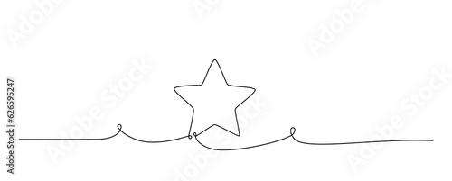 Rating star one single hand drawing line. Vector stock illustration isolated on white background for design top review feedback web page bar, restaurant, hotel, vote. Editable stroke. 