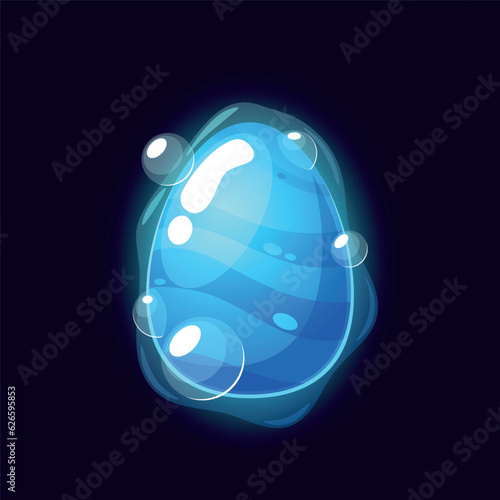 Cartoon Vector Fantastic Egg, Marvel Of Nature, Exquisite Creation with Bubbles and Transparent Blue Shell