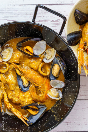 Fish and seafood Zarzuela, typical of mediterranean cuisine