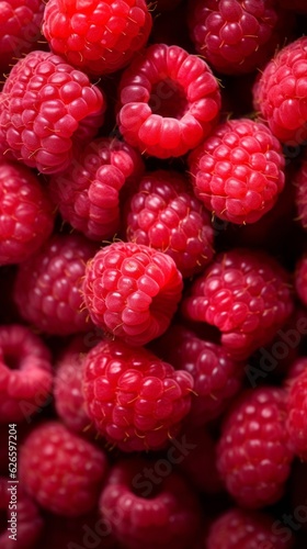 Photo of delicious raspberries.generative ai