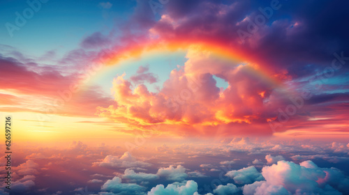 magical cloud, fairytale colorful rainbow in the sky generative ai