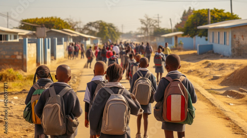 african school children first graders go to school generative ai
