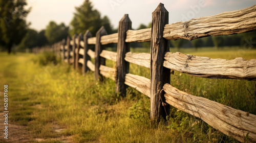 Fotografia, Obraz wooden fence corral for livestock generative ai