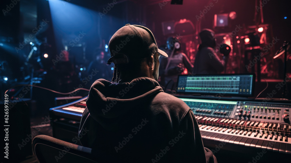 sound engineer in headphones. in recording studio generative ai sound engineer in headphones. in recording studio generative ai