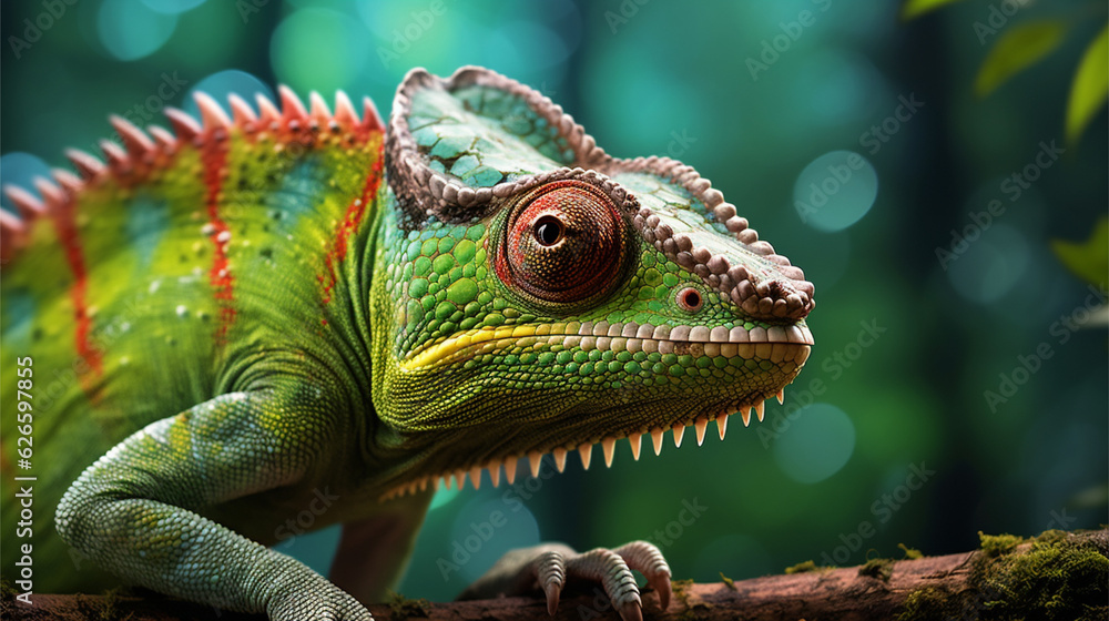 Portrait of chameleon. Generative AI. Portrait of chameleon. Generative AI.