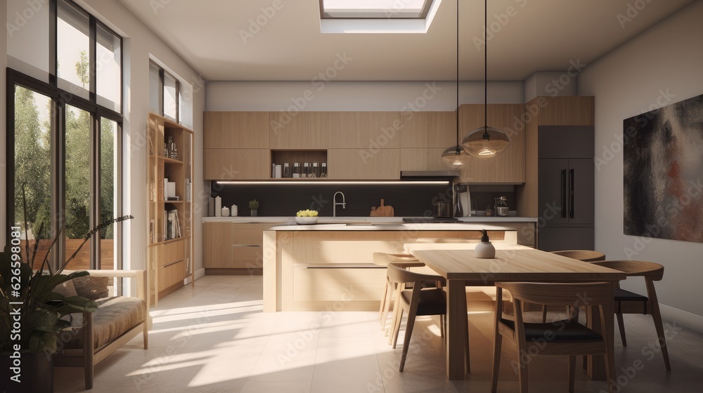 home and interior design creative ideas showcase modern pantry area and cabinet island and stool house beautiful design background daylight wooden colour scheme,ai generate home and interior design creative ideas showcase modern pantry area and cabinet island and stool house beautiful design background daylight wooden colour scheme,ai generate