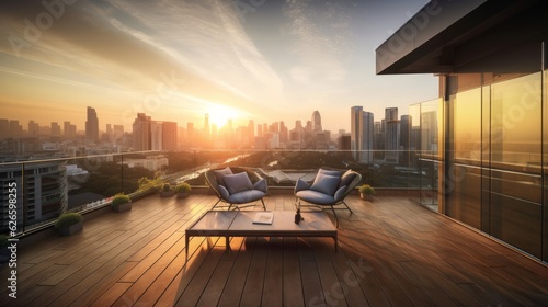 Foto apartment condominium interior design living room and balcony terrace with backg