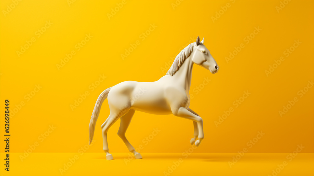 Horse on yellow background.