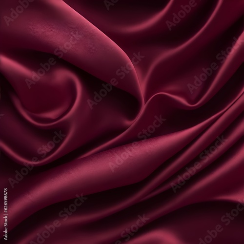  abstract smooth elegant maroon fabric silk texture soft background, satin waves, illustration , ai generative
