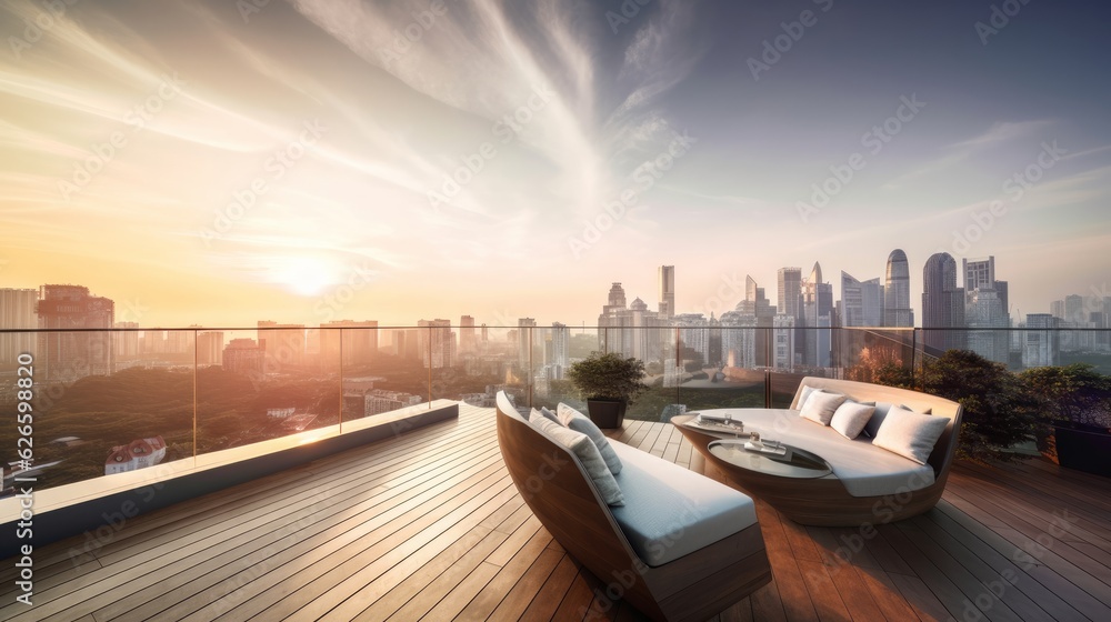 Image showcasing apartment condominium interior design living room and balcony terrace ...