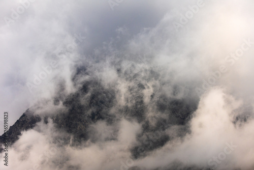 rain clouds over the mountain. Mountain landscape. Turkey.