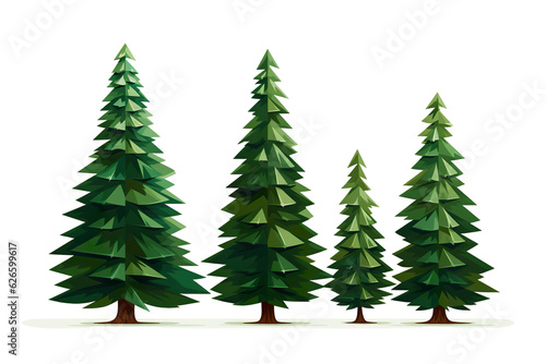 Christmas trees isolated white background, vector illustration PNG © JetHuynh