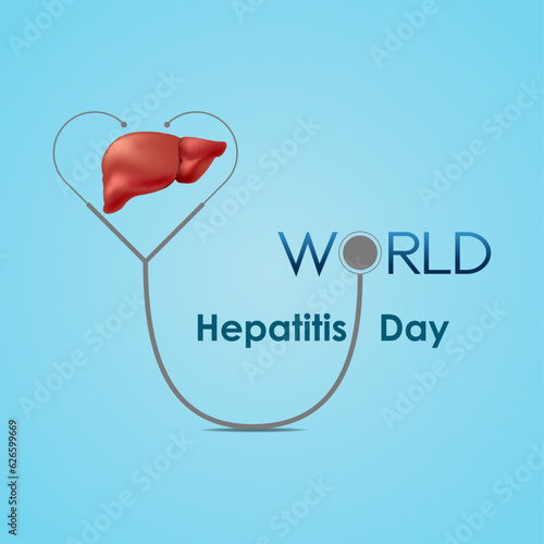World Hepatitis Day, Creative design for social media.  illustration. poster with liver in flat style and World Hepatitis social media vector design.