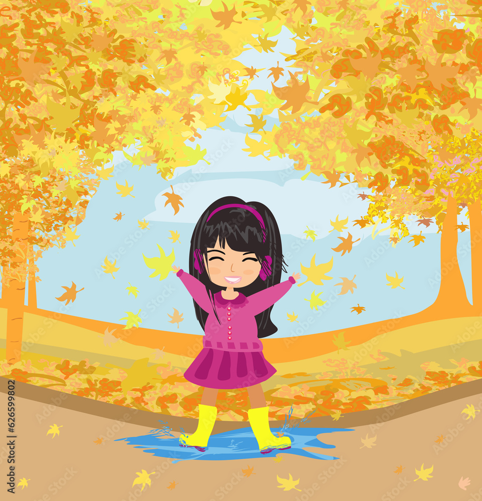fun in the park in autumn day